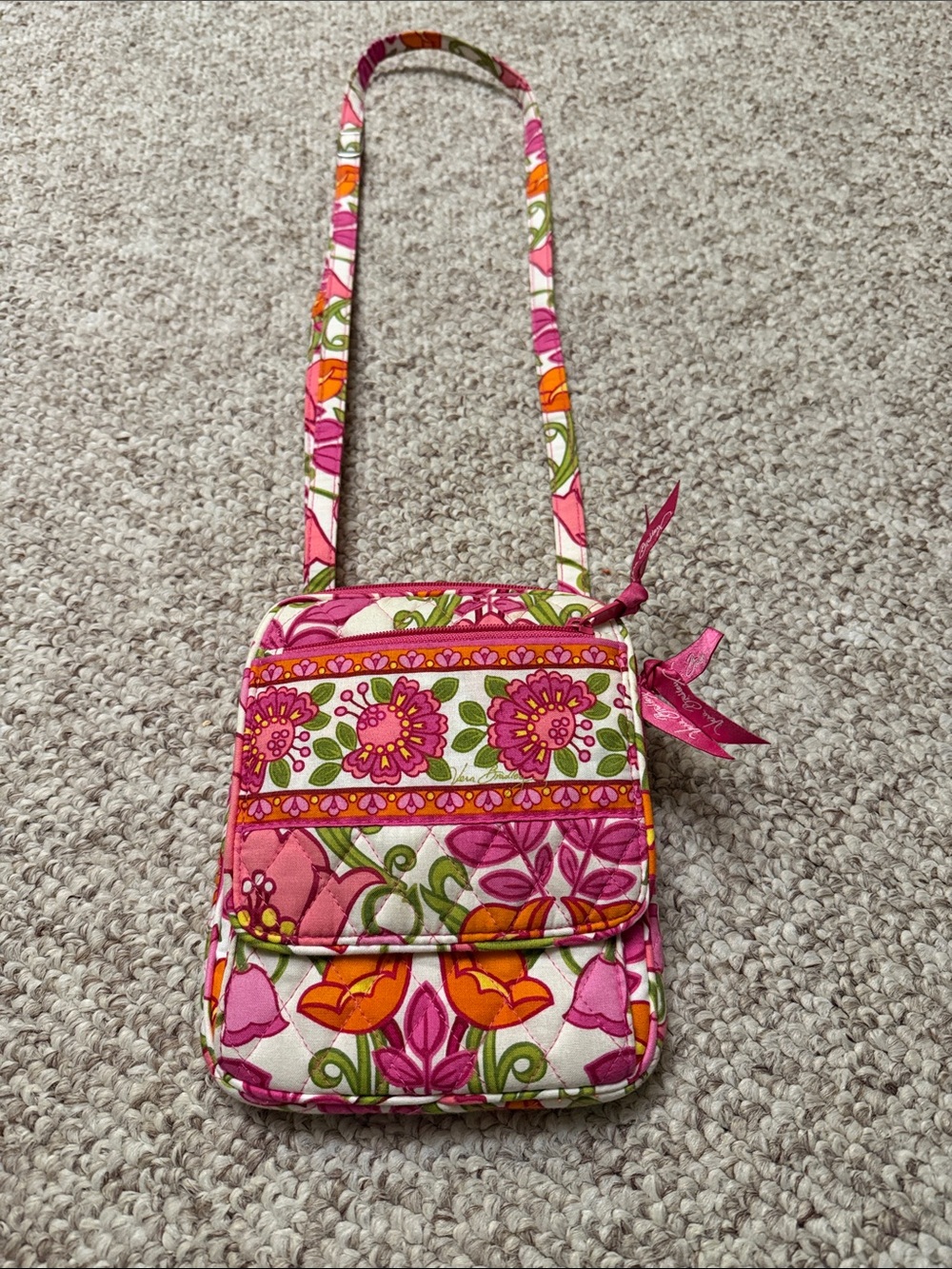 Vera Bradley Floral Quilted Crossbody Bag in Pink